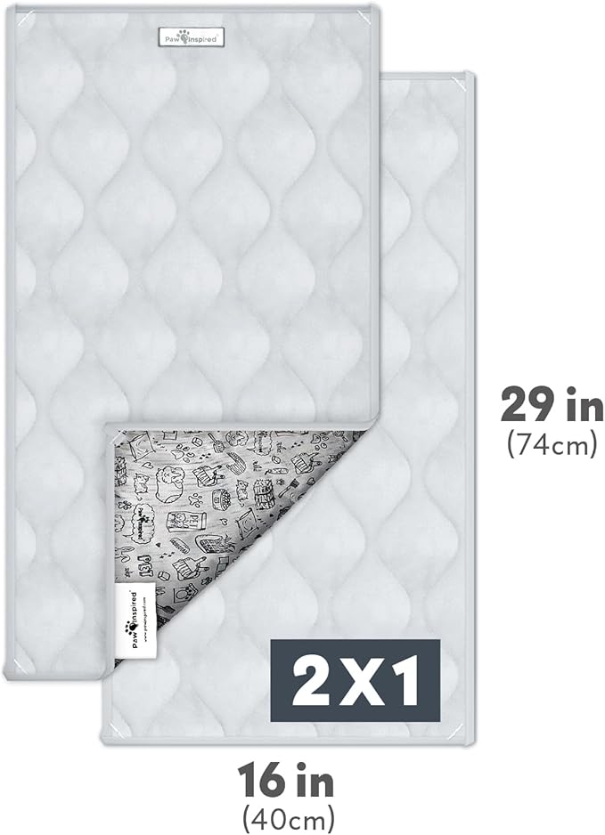Paw Inspired Guinea Pig Cage Liners |Washable Fleece Bedding w/Waterproof Bottom |Super Absorbent Pee Pad or Pet Bed Mat for Guinea Pigs, Ferrets, Rabbits, Hamsters, Small Animals(C&C 2x1,Light Gray)
