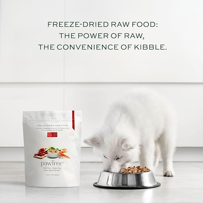 pawTree Freeze-Dried Raw Food for Dogs & Cats. Nutrient-Rich, All-Natural, Complete & Balanced Nutrition. Real Meat, Vegetables & Superfoods (Pork)