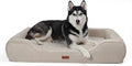Orthopedic Dog Bed for Extra Large Dogs,Waterproof Cooling Gel Memory Foam XL Pet Sofa Non-Slip Bottom,Egg-Crate Foam Washable Removable Cover 42.0" LX30.0"X9.0"Th Beige