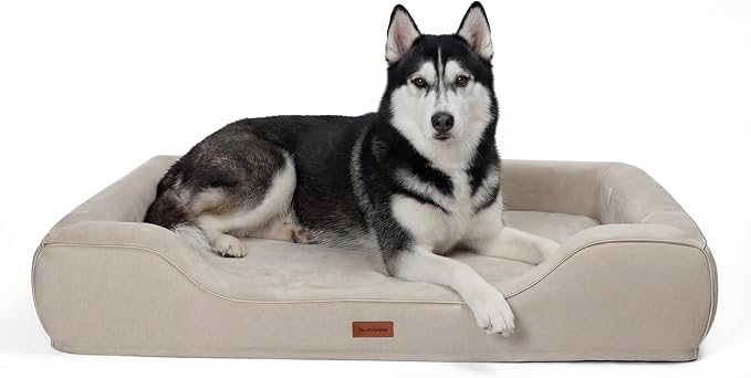 Orthopedic Dog Bed for Extra Large Dogs,Waterproof Cooling Gel Memory Foam XL Pet Sofa Non-Slip Bottom,Egg-Crate Foam Washable Removable Cover 42.0" LX30.0"X9.0"Th Beige