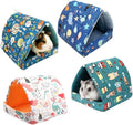 Guinea Pig Hideout 4 Pack, Washable Fleece Small Animal Bed & Tunnel, Cozy Guinea Pig House Cage Accessories for Bunny, Hedgehog, Chinchilla, Hamster, Ferret (Greenery,7.9 in)