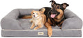 Chester XX-Large Dog Bed - Orthopedic Memory Foam Mattress, Calming Couch Bed, Wall Rim Pillow, Water Resistant Liner, Washable Cover, Non-Slip Bottom, Grey