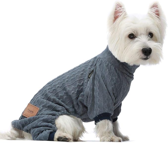 Fitwarm Turtleneck Knitted Dog Sweaters Winter Outfits Pet Coats Puppy Clothes Blue Extra Small