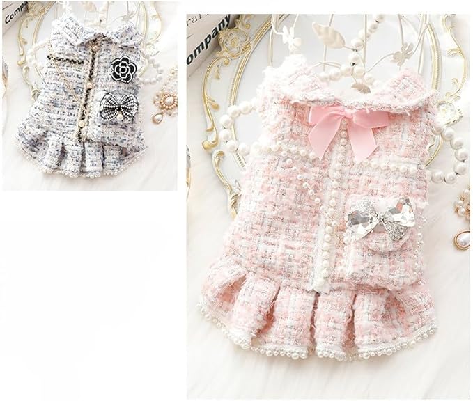 Designer Dog Dress for Small Dogs Puppy Teacup | Cute Stylish Pet Outfit – Luxury Puppy Clothes for French Bulldog, Chihuahua, Dachshund, Maltese, Yorkie, Cats – Fashion Apparel