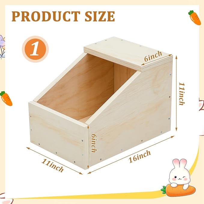 Maxcheck 1 Pack Wood Rabbit Nesting Box, 16x11x11 Inch Wooden Hutch Hideout for Breeding, Natural Burrow Den Alternative for Rabbits & Small Animals