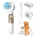 Vacuum Grooming Brush for Dog,4-In-1 Slicker Brush Kit for Shedding, Undercoat Deshedding Tool,Loose Hair Remover for Dog & Cat, Portable Pet Grooming Vacuum (white)