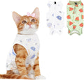 2 PCS Cat Recovery Suit for Spay Abdominal Wounds Cat Onesie for Cats After Surgery Recovery Suit Female Breathable E-Collar Alternative Kitten Onesie Anti Licking