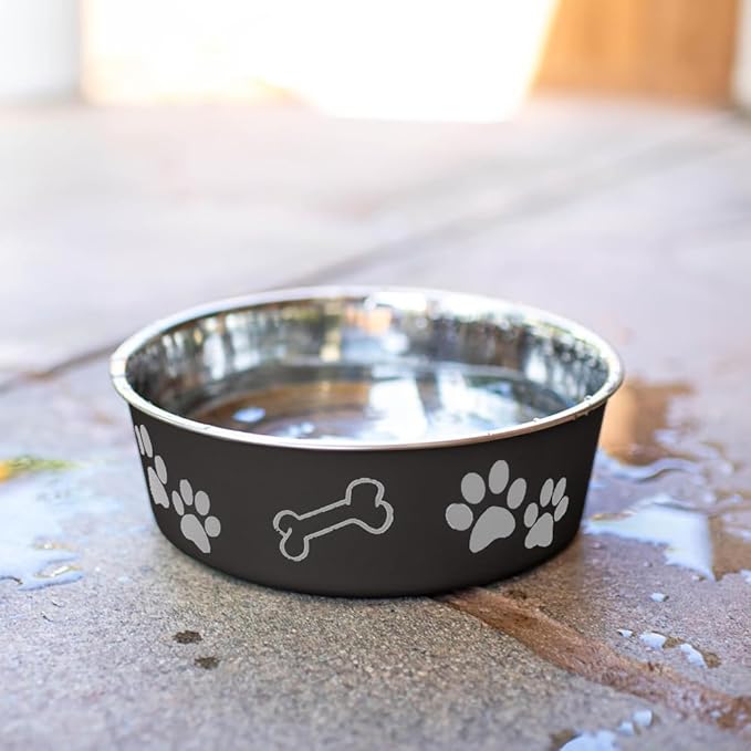 Loving Pets Bella Dog Bowls- Stainless Steel Dog & Cat Bowls - Spill Proof Dog Food Bowl, Cat Bowl, Puppy Essentials & Pet Supplies Great for Home & Travel (X-Large 65-100lbs, Espresso)