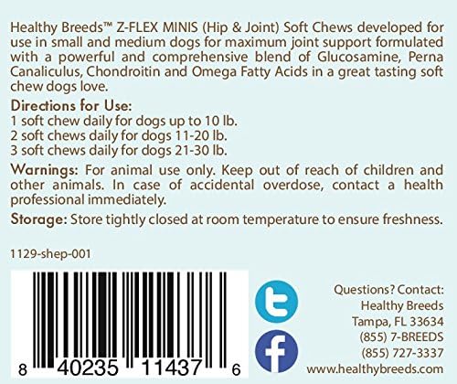 Healthy Breeds Shetland Sheepdog Z-Flex Minis Hip and Joint Support Soft Chews 60 Count