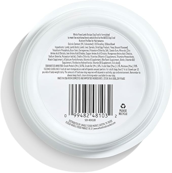 Whole Paws, Wet Dog Food, Lamb Recipe, 3.5 Ounce