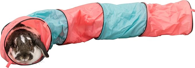 TRIXIE Rabbit Play Tunnel – Collapsible Pop-Up Play Tube for Bunnies, Guinea Pigs & Chinchillas – Small Pet Hideout Tunnel for Indoor Adventures – Multicolor, 51.25 x 7.25 x 7.25 in