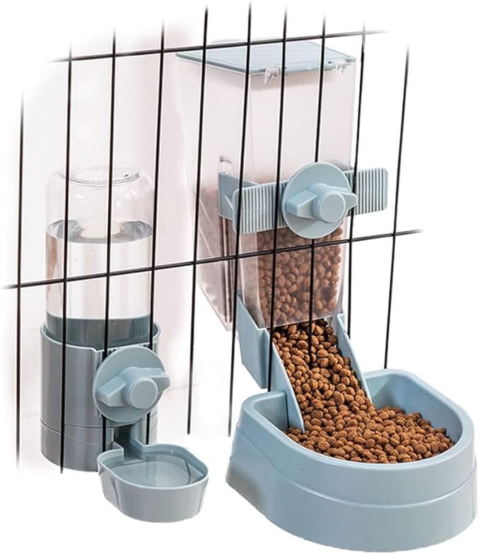 Oncpcare Rabbit Food Water Dispenser, 2PCS Rabbit Scratch Mat Natural Bunny Scratching Pad 24x16