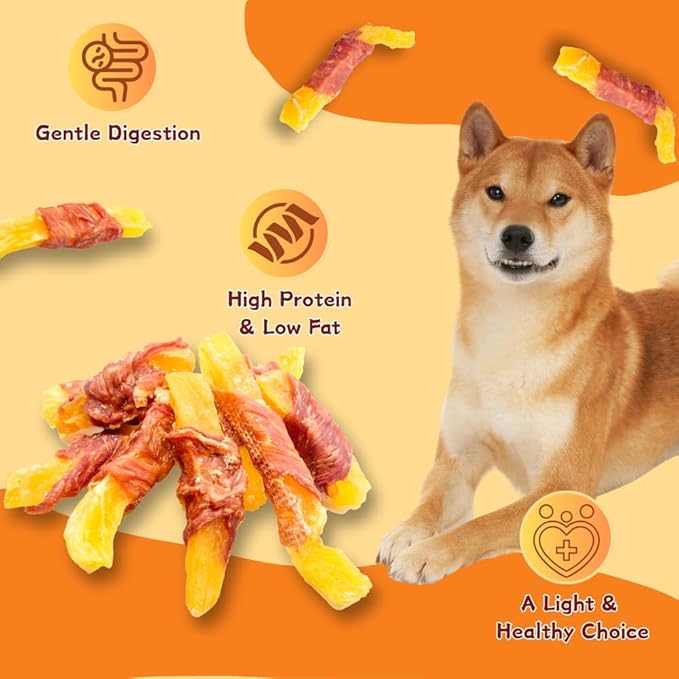 Duck Wrapped Sweet Potato Dog Treats, Grain-Free Novel Protein Chewy Snacks, Real Duck & Vegetable Treats for Sensitive Dogs, 7.05 Ounce