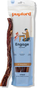 Pupford Thick Bully Sticks for Dogs & Puppies, Smoked for Improved Smell, Natural, Long-Lasting, Single Ingredient Chews for Medium & Large Breeds (12", 4 Count)