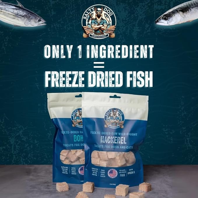 Fish Fillet Dog Treats | Freeze Dried Mackerel Fish for Pets | 5oz | Healthy Dog Treat, Single Ingredient, Protein Training Treats (Mackerel)