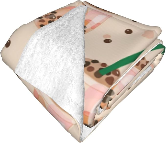 Cute Bubble Tea Blanket Gifts for Women Men Adults Boba Lovers, Boba Cups Plush Fleece Throw Blankets, Cozy Soft Warm Bedding Decor for Sofa Living Room Travel 50"x60"