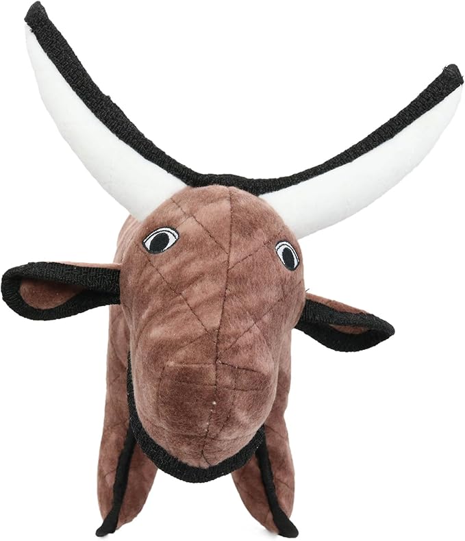 TUFFY - World's Tuffest Soft Dog Toy -Barnyard- Multiple Layers. Made Durable, Strong & Tough. Interactive Play (Tug, Toss & Fetch). Machine Washable & Floats. (Bull, Medium)