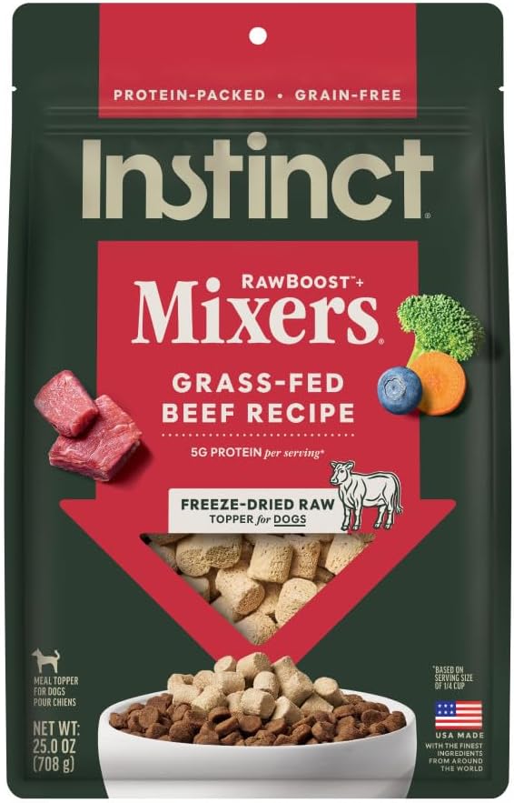 Instinct RawBoost Mixers, Freeze Dried Dog Food Topper, Grain-Free Recipe - All Natural Beef, 25 oz. Bag