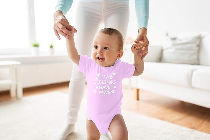 My Sibling have Paws - Funny Baby Essentials Bodysuit - Cute Newborn Outfit Boy Girls Clothes