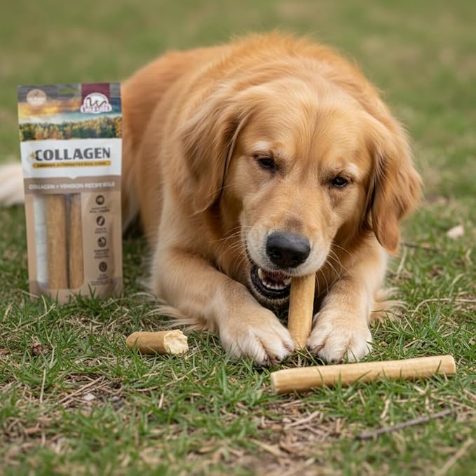 Wild Eats Venison Flavor Collagen Retriever Style Cheek Rolls 10" Dog Chews-3 Pack (Long Lasting Dog Chews Treats & Bones for Medium Dogs) Substitute for Pig Ears for Dogs