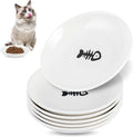 6 Pack Cat Food Bowl, Ceramic Cat Bowls, Anti Whisker Fatigue Cats Bowl Set,5.5 Inches Shallow Wide Kitten Plates for Food and Water (White-D)
