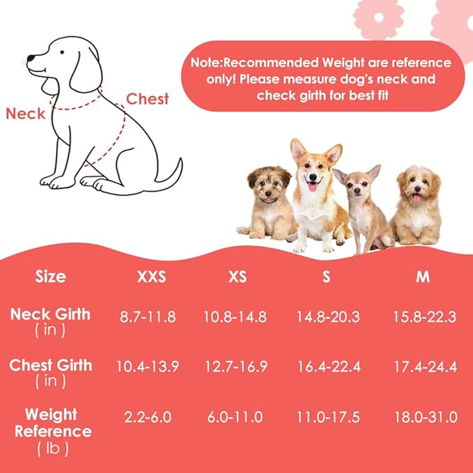 SlowTon No Pull Dog Harness with Leash - Soft Lightweight Floral Pattern Puppy Harness, Adjustable Pet Harness for Small Medium Dogs (Flower XXS)