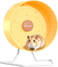 8.4" Silent Hamster Wheel, Non-Slip Track, Exercise, Release Stress, Relieve Anxiety, Adjustable Height Stand, for Syrian Dwarf Hamster, Gerbil, Mice, Other Small Medium Sized Pets, Yellow