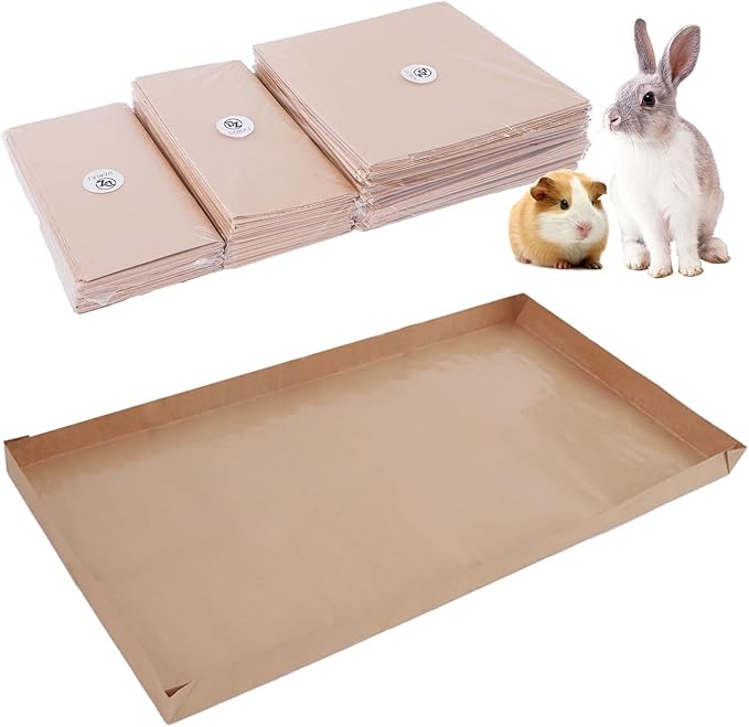 Disposable Guinea Pig Cage Liners, 48" x24 Large Liner Bag for Guinea Pig Cage Bottom, Water-Resistant Kraft Paper (8Pack)