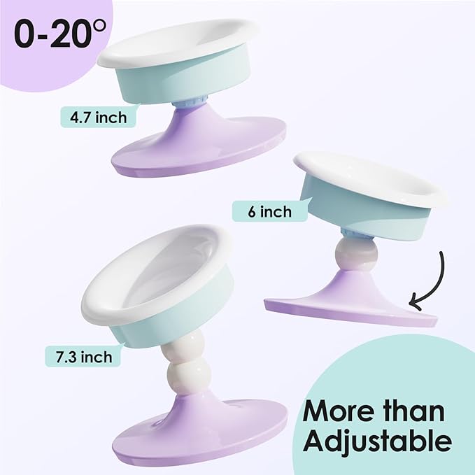Elevated Cat Bowl with 3 Adjustable Heights (4.69/5.98/7.28 Inches), 0-20° Tilted Anti-Slip Ceramic Pet Bowl, Whisker Fatigue Relief Feeding Station for Cats & Small Medium Dogs, Dishwasher Safe