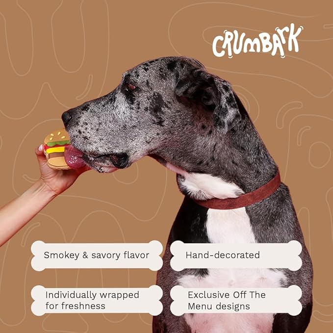 Off The Menu Gift | Hand-Decorated Dog Cookies – 3 Pack in Gift Box | Extra Large Dog Treats 62g Cookie, Vegan Snacks for Dogs, Gifts for Dogs