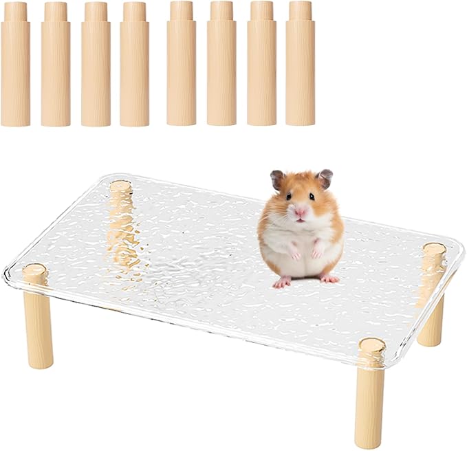 mini&moe Hamster Platform - Adjustable Heigh Small Animal Play Plastic Waterproof & Chewproof Platform for Exercise Wheel Food Bowl Water Bottle and Other Cage Accessories
