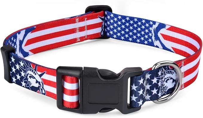 American Flag Dog Collar - Patriotic 5th of July Dog Collar - Themed Dog Collars for Independence Day - for Small Medium Large Dogs,S