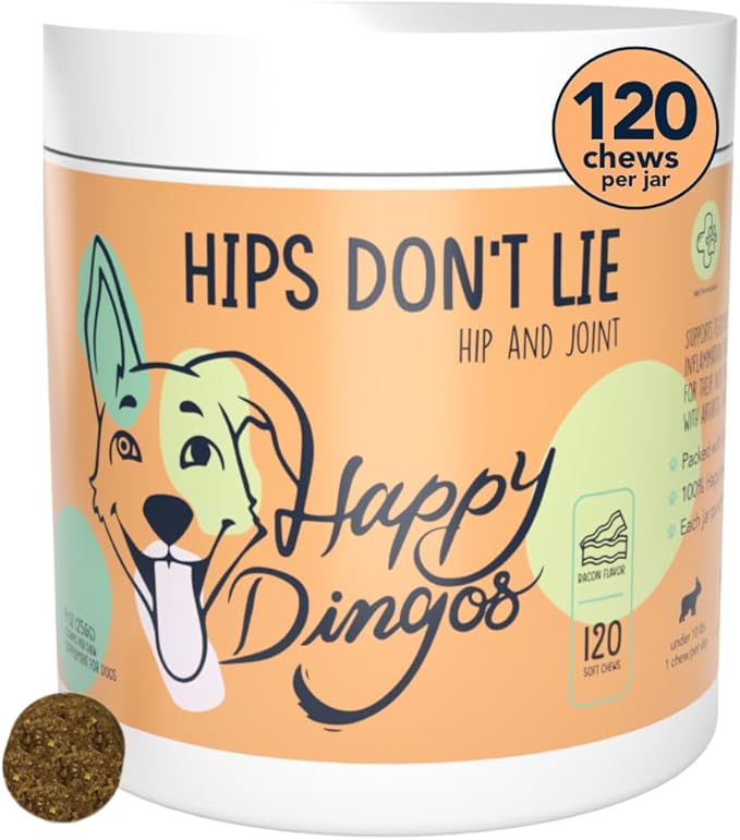 Hips Don't Lie Hip and Joint Supplement for Dogs - Glucosamine, MSM, Chondroitin - for Inflammation, Mobility Support, Joint Pain Relief - 120 Count - Bacon Soft Chew