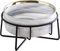 Dazzling Ceramic Elevated Cat Bowls, Raised Dog Pet Cat Food Water Bowl for Indoor (Grey, Large)