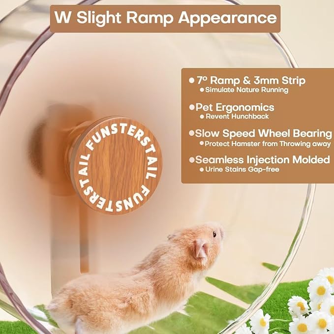 Super Silent Hamster Wheel 10.4 Inch, Magnetic Large Rat Wheel for Chinchilla, Gerbil, Guinea Pig, Cat, Mouse, Sugar Glider and Dwarf, Syrian Hamster Accessories (Wood Brown)
