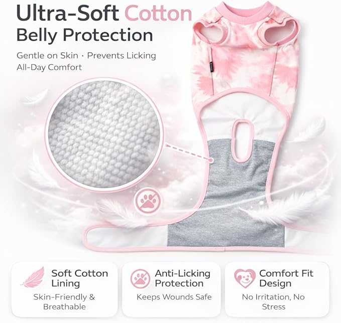Dog Surgery Recovery Suit, E-Collar & Cone Alternative, Surgical Onesie for Dogs Cat Female Male After Spayed, Soft Body Suits Post Spay Neuter, Small Pet Anti Licking Abdominal Wounds Onesies,Onsie S