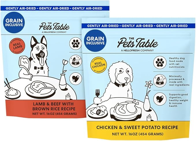 The Pets Table Grain Inclusive Air Dried Dog Food 2 Pack - Chicken & Sweet Potato + Lamb & Beef, 16 Ounce (Pack of 2)