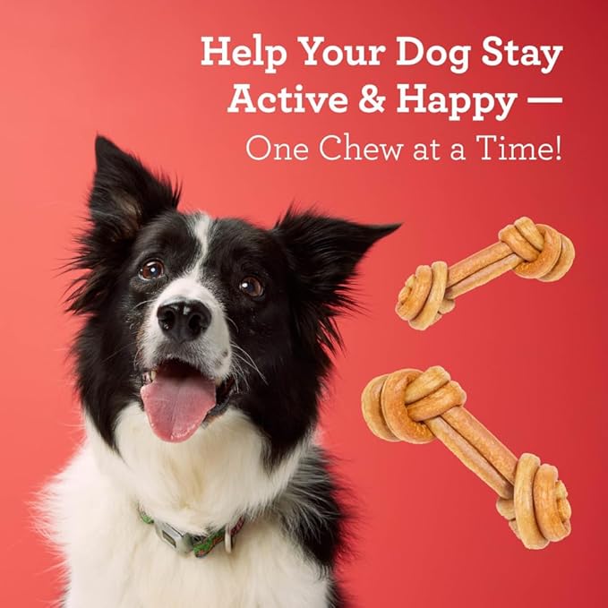 DreamBone CollaYUMS Knots Plus Collagen Chews for Dogs, 14 Count, Treat Your Dog to Rawhide-Free Chews Made with Chicken, Vegetables and Peanut Butter