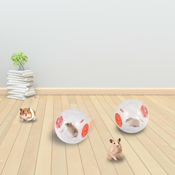 Andiker Hamster Ball, 5.52in Transparent Hamster Running Ball with Breathable Holes Easy to Install Hamster Exercise Ball for Small Animals to Keep Fit or Do More Sports Hamster Wheels (Orange)