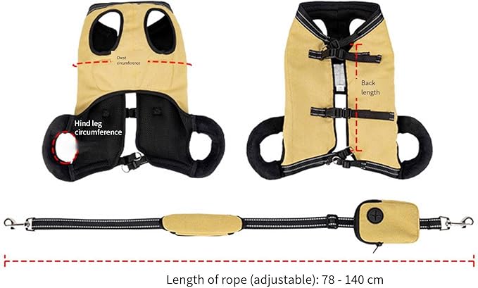 Senior Dog Lift Harness with Reinforced Padding for Post Surgical Let Adjustable for Outdoor Activity Dog Mobility Aid