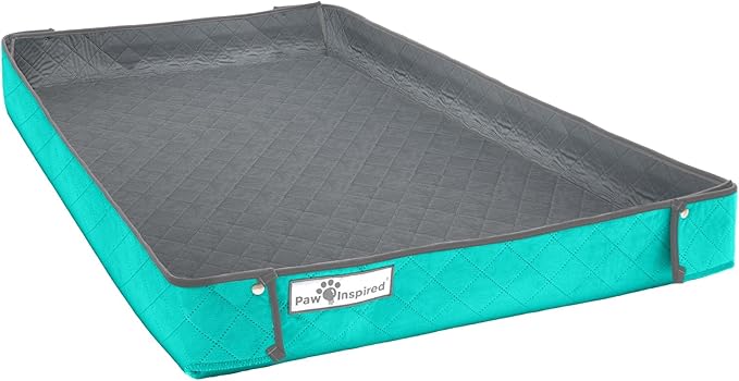 Paw Inspired Critter Box Washable Cage Liner, Reversible Fleece Bedding with Raised Sides for Guinea Pigs and Other Small Animals (Gray/Green, Midwest)