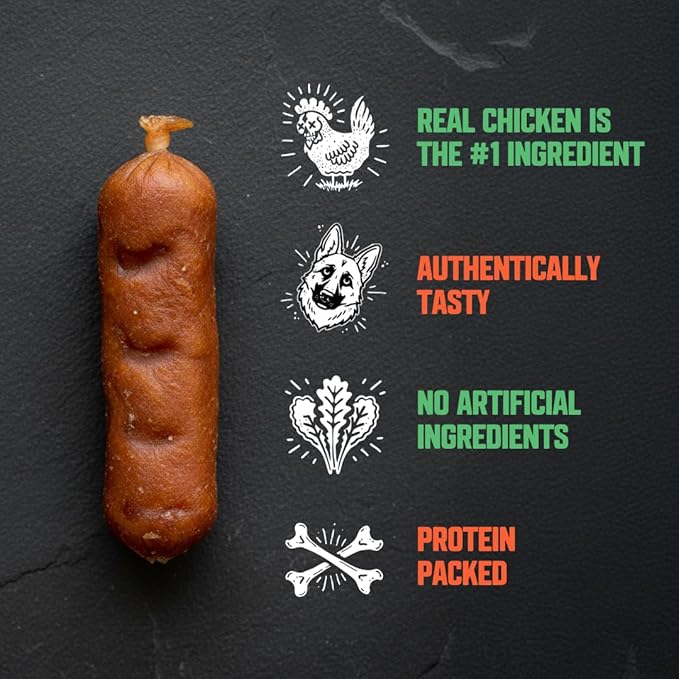 Slammin Sausage Dog Treats, Soft and Chewy High Protein Healthy Snack for Puppies and Adult Dogs, Made with Real Chicken, Grain Free, Natural Ingredients, 14 oz