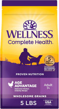 Wellness Complete Health Senior Dry Dog Food, Wholesome Grains, Natural, Age Advantage Chicken & Barley Recipe, (5-Pound Bag)