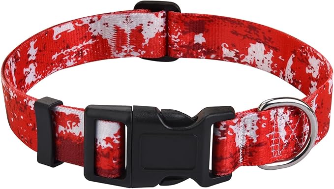 Dog Collar for Medium Dogs, Soft Comfy Pet Collar for Small Medium Large Dogs, Floral Pattern for Boy Girl Puppy Dogs(Team Red,M)