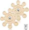 2Pcs Chinchilla Chew Toys Guinea Pig Toys Hamster Rabbit Cage Chew Accessories Rotating Grinding Natural Wooden Snowflake-Shaped 6.3 Inch Diameter Wheel Spinner Interactive for Enrichment Teeth