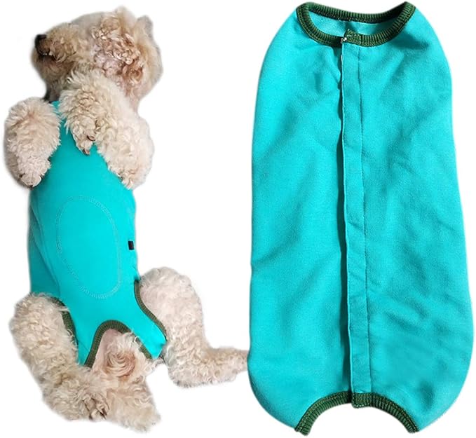 Dog’s Recovery Suit Post Surgery Shirt for Puppy, Wound Protective Clothes for Little Animals(Blue-XXS)