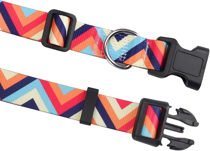 Dog Collar for Small Dogs Cats, Soft Comfy Pet Collar for Small Medium Large Dogs, Geometry Pattern for Boy Girl Puppy Dogs Cats(Colorful Waves,XS)