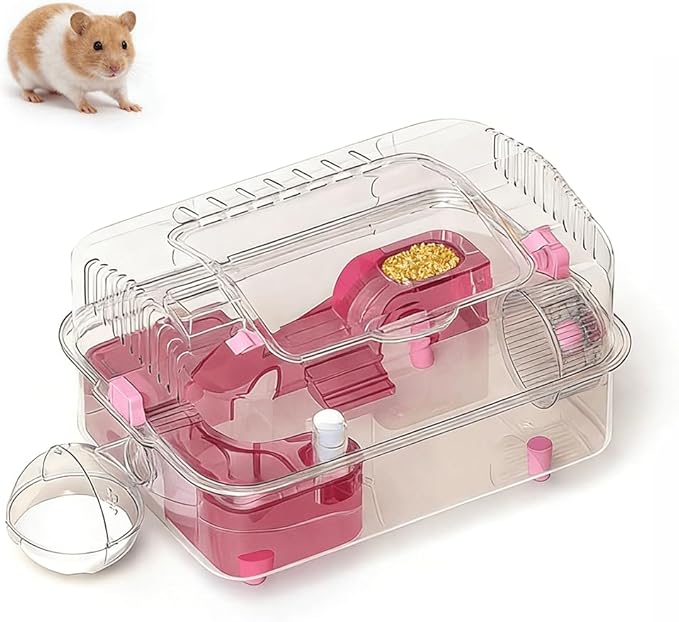8-in-1 Dwarf Hamster Cage, No Assembly Full Transparent, Small Desktop/Breeding/Nursery Cage, 16.93×11.81×9.45 in, Fits Small Space/Kid’s Room, for Dwarf & Baby Hamsters