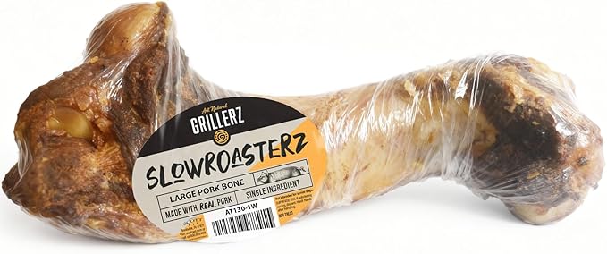 Grillerz Large Pork Bone, 1 Count, Rawhide Free, All Natural Treat for All Breeds, Long Lasting, Easy to Digest, Dog Bone for Large Dogs, Dog Chew for Healthy Teeth