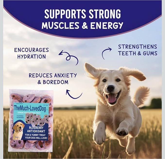 The Much Loved Dog™Treats, Scrumptious Natural Blueberry, 6oz. Bag, Human-Food-Grade, Small-Batch Baked, U.S.A.